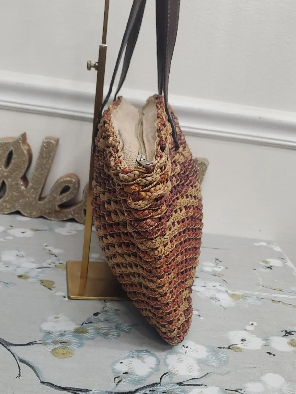 Multicolor Large Woven Straw Shoulder Tote Bag